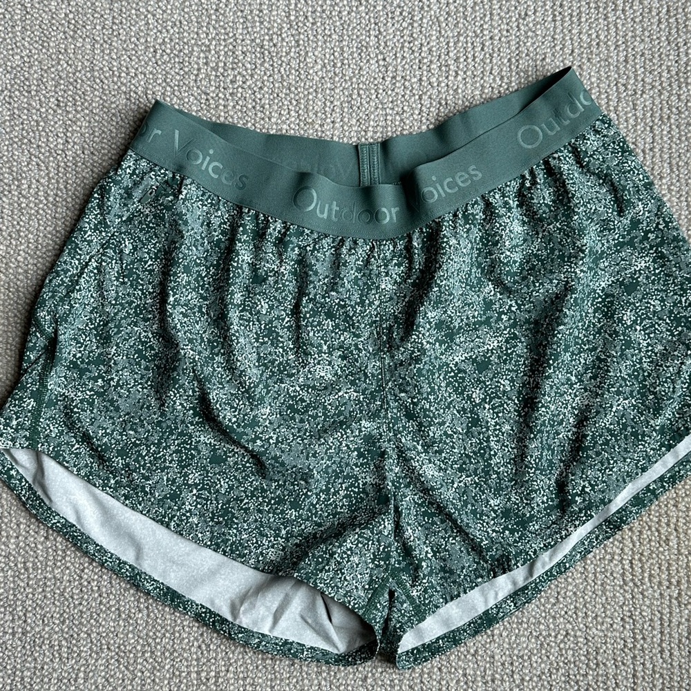 Outdoor Voices Green Patterned Shorts
